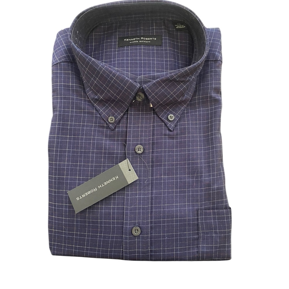 Men's Kenneth Robert’s Navy Checkered Shirt